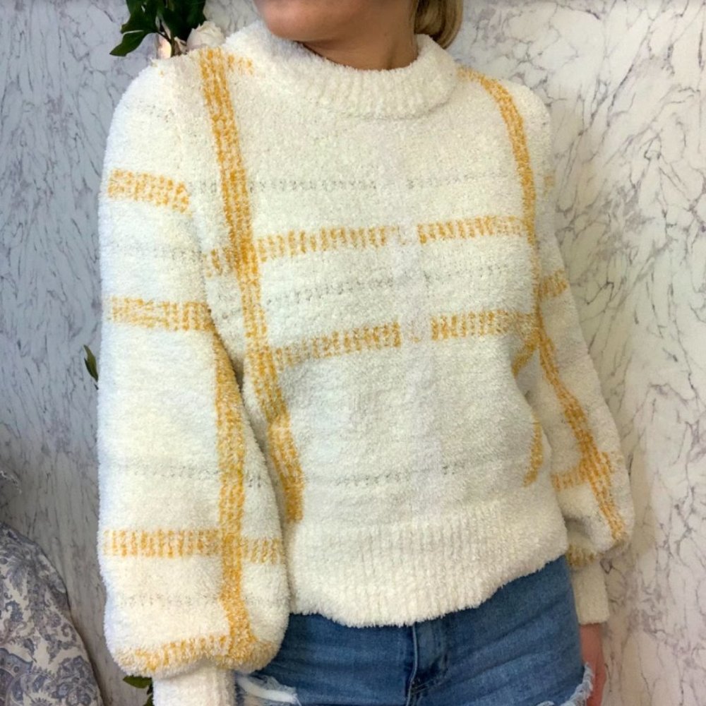 Lauren Conrad Sherpa Cream Yellow Blouson Sweater